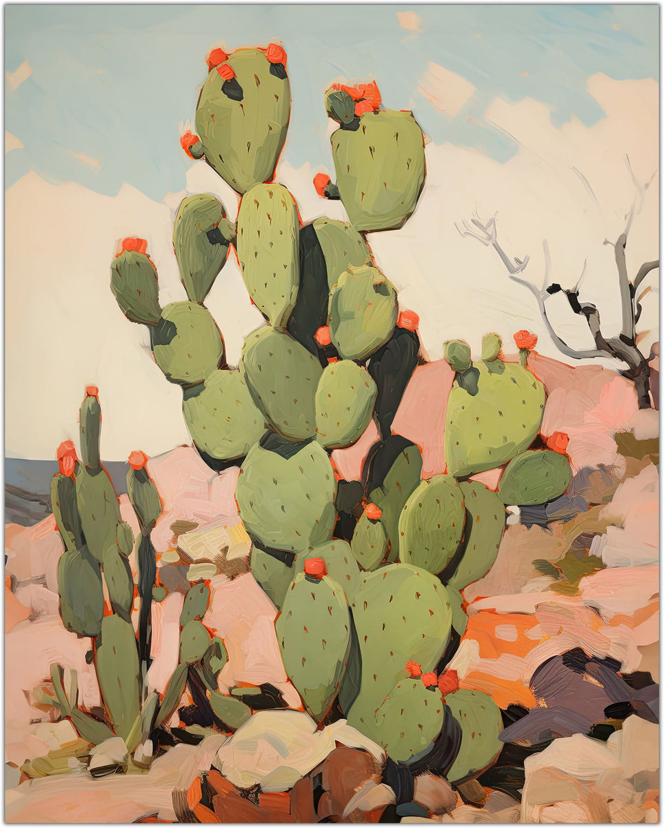 prickly pear cactus art Prickly Pear Cactus Art Print – Waterknot