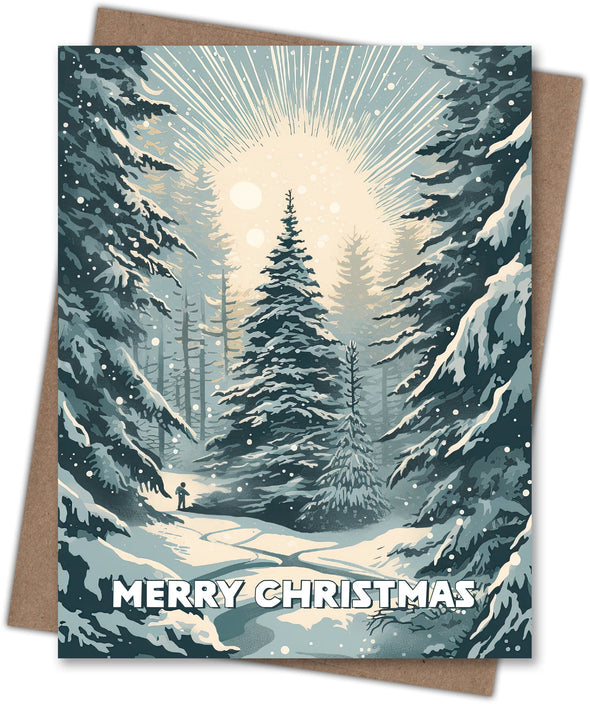 Forest Light Starburst Christmas Card