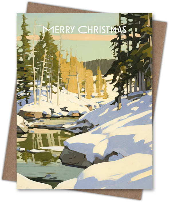 Winter Landscape River Christmas Card