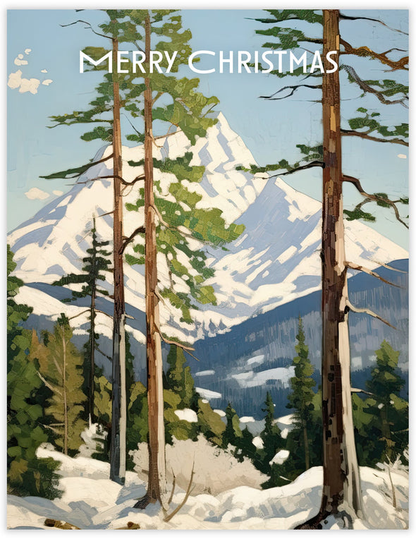 Winter Landscape Mountain Christmas Card