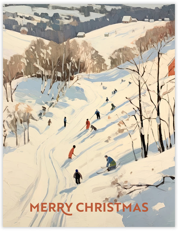 Snow Day Sledding Christmas Card