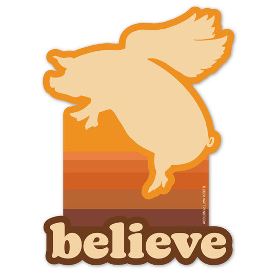 Flying Pig Believe - Weatherproof Sticker for Optimists