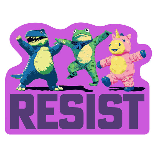 Inflatable Frog, Dinosaur, Unicorn Resist Sticker for Activists