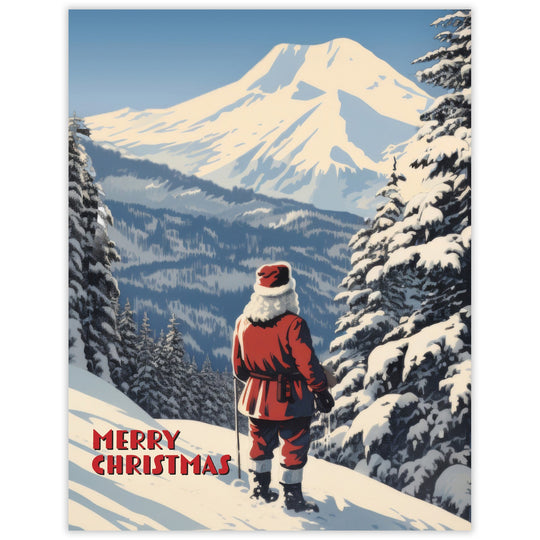Mount Rainier Santa Christmas Card
