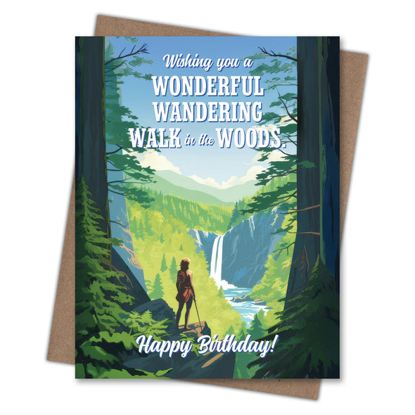 Walk in the Woods - Recycled Birthday Card for Hikers