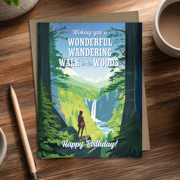 Walk in the Woods - Recycled Birthday Card for Hikers
