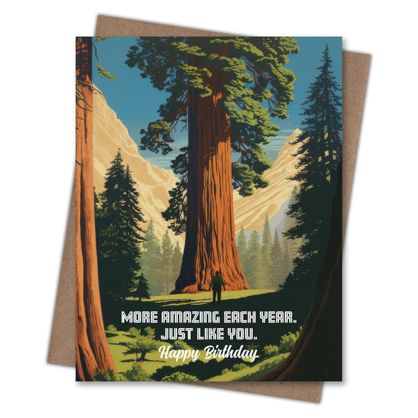 More Amazing Each Year - Recycled Birthday Card for Hikers