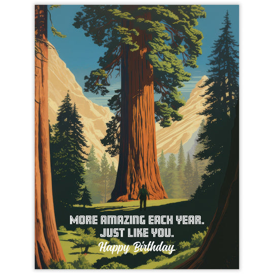 More Amazing Each Year - Recycled Birthday Card for Hikers