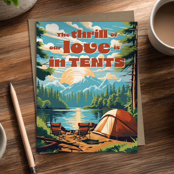 Love Is In Tents - Recycled Love Card for Outdoor Couples