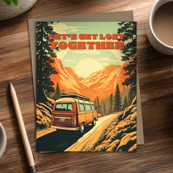 Let's Get Lost - Recycled Love Card for Van Life Adventurers