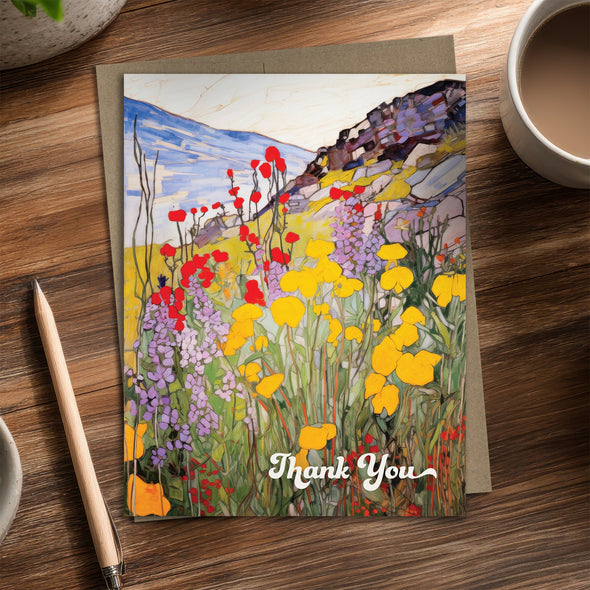 Mountain Wildflowers - Recycled Thank You Card