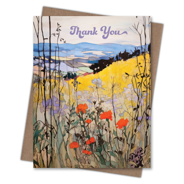 Scarlet Wildflowers - Recycled Thank You Card