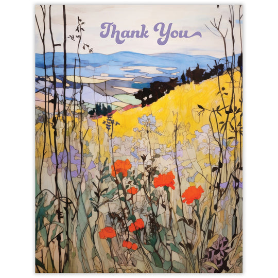 Scarlet Wildflowers - Recycled Thank You Card