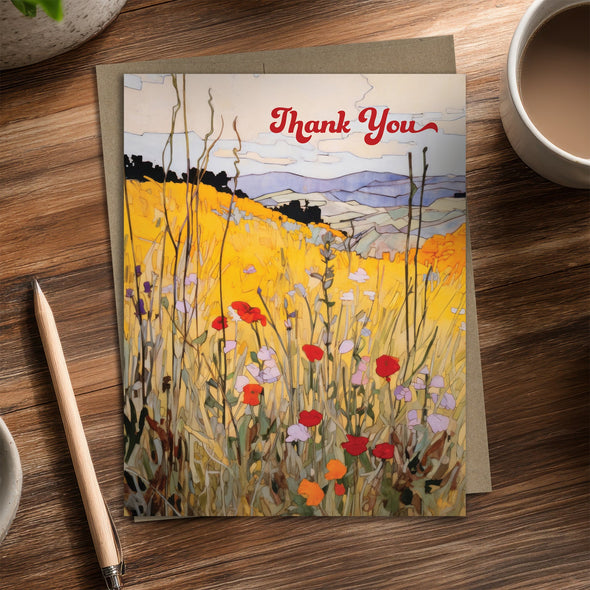 Golden Meadow Wildflowers - Recycled Thank You Card