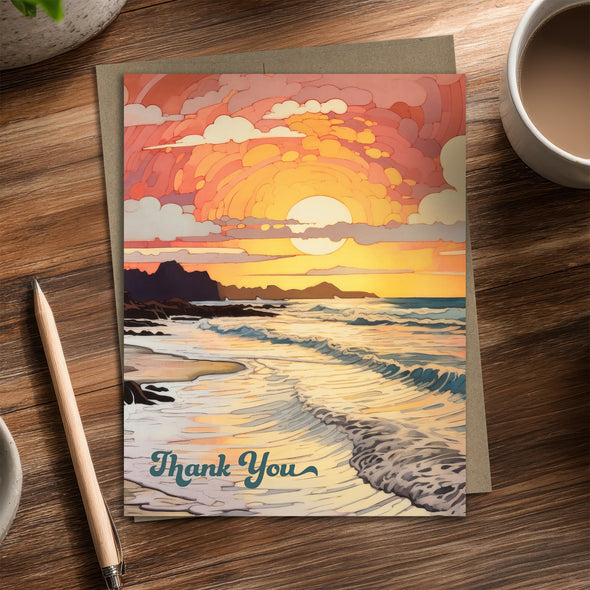 Sunrise Waves - Recycled Thank You Card