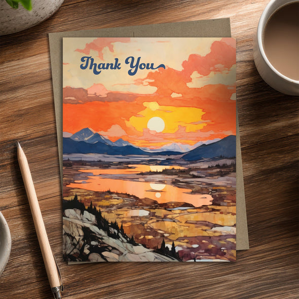 Sunrise Mountains - Recycled Thank You Card