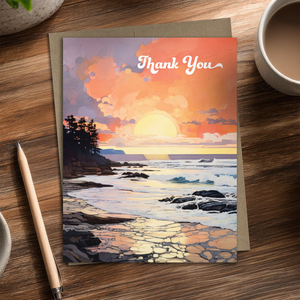 Sunrise Seashore - Recycled Thank You Card