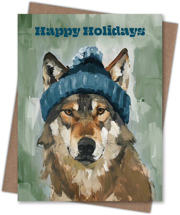 Wolf Happy Holidays Card