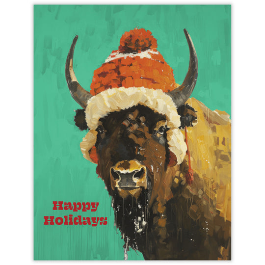 Bison Happy Holidays Card