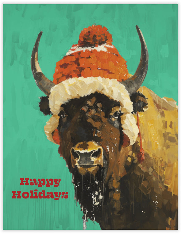 Bison Happy Holidays Card