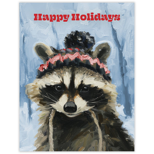 Raccoon Happy Holidays Card