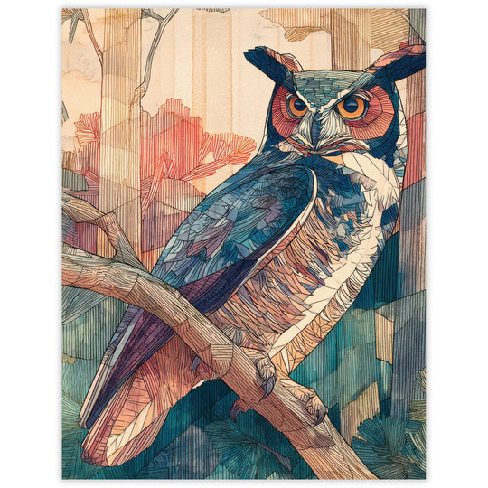 Great Horned Owl - Recycled Blank Notecard for Bird Lovers