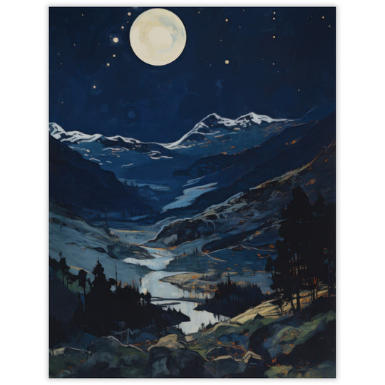 Mountain Moonlight Blank Notecard