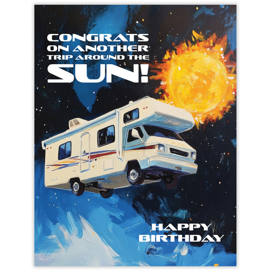 Trip Around the Sun - Recycled Birthday Card for Campers