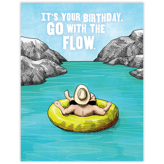 Go With The Flow - Recycled Birthday Card for Paddlers