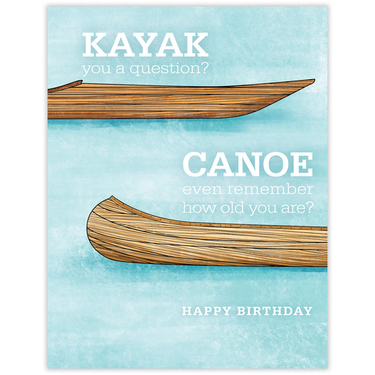 Kayak Canoe - Recycled Birthday Card for Paddlers