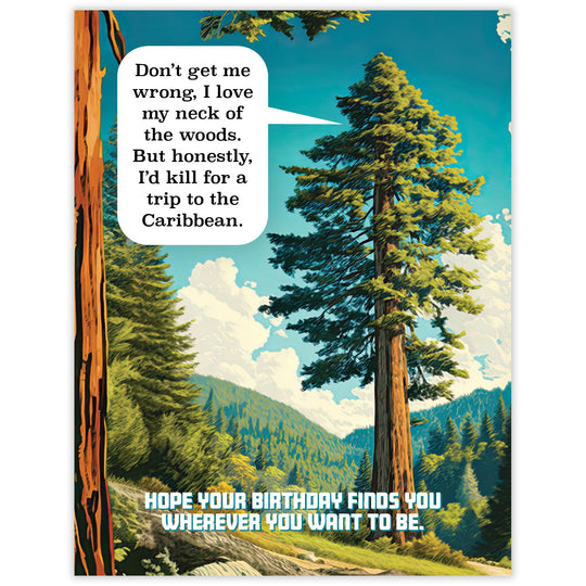 Neck of the Woods - Recycled Birthday Card for Hikers