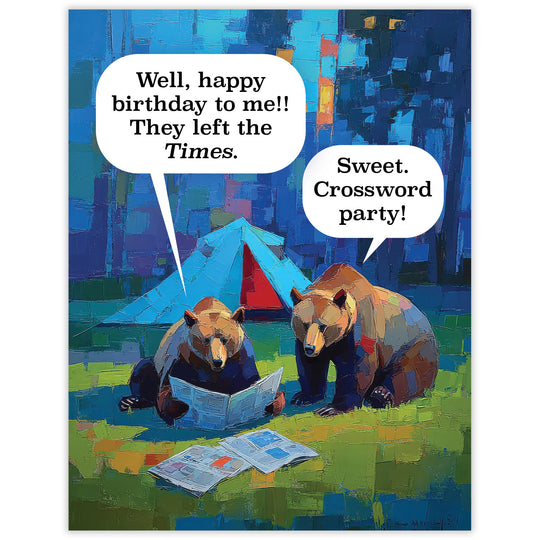 Crossword Bears - Recycled Birthday Card for Campers