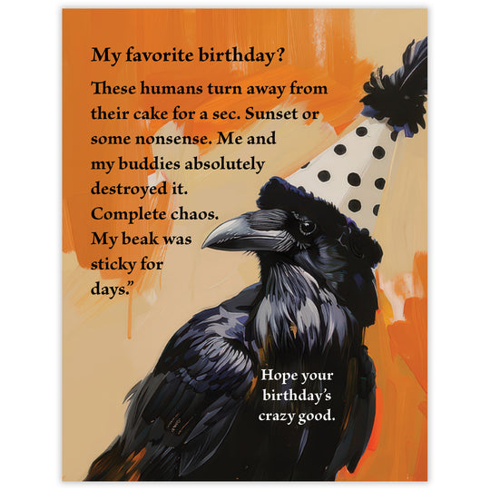 Raven - Recycled Birthday Card for Bird Lovers