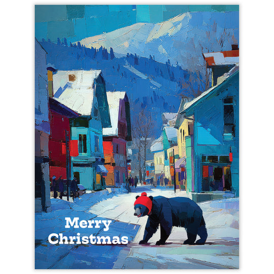 Bear Crossing - Recycled Christmas Card for Mountain Lovers