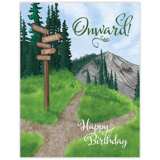 Onward! - Recycled Birthday Card for Hikers
