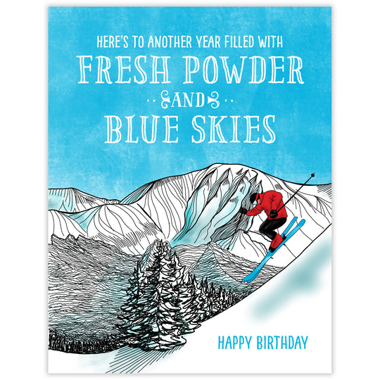 Fresh Powder - Recycled Birthday Card for Skiers