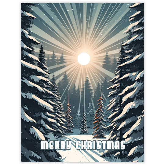 Forest Light Sunburst Christmas Card