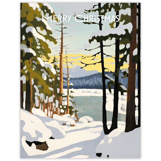 Winter Landscape Lake Christmas Card
