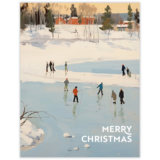 Snow Day Skating Christmas Card