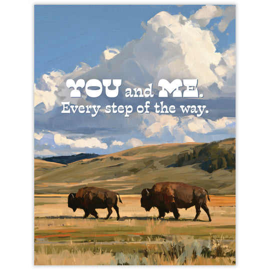 Every Step Bison Love - Recycled Love Card for Bison Lovers