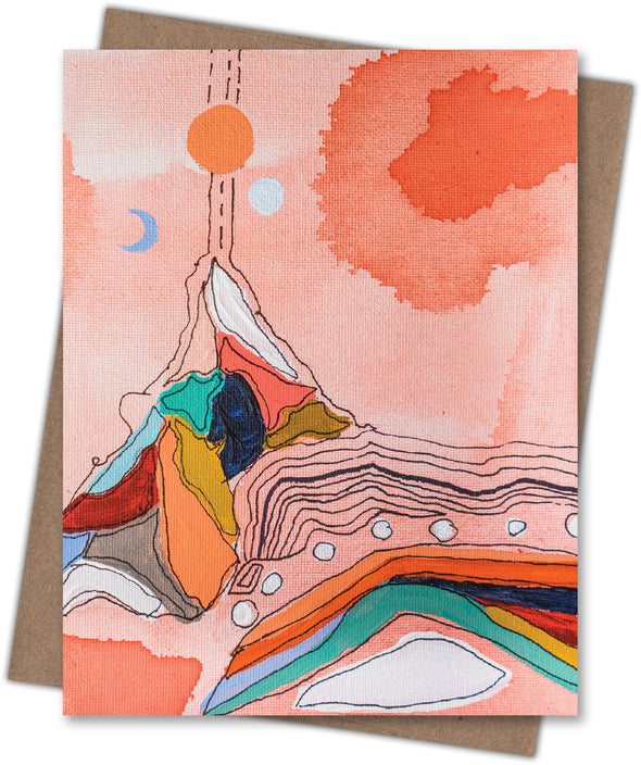 Orange Sun Mountain Blank Notecard