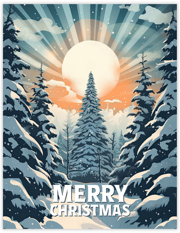 Forest Light Sunrise Christmas Card