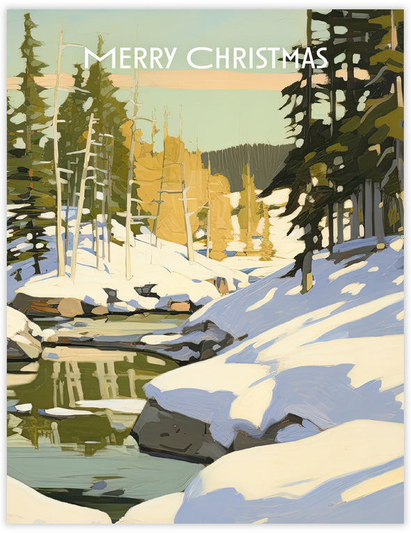 Winter Landscape River Christmas Card