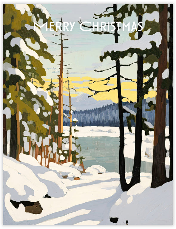 Winter Landscape Lake Christmas Card