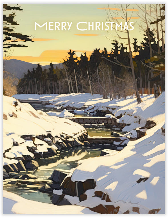 Winter Landscape Creek Christmas Card
