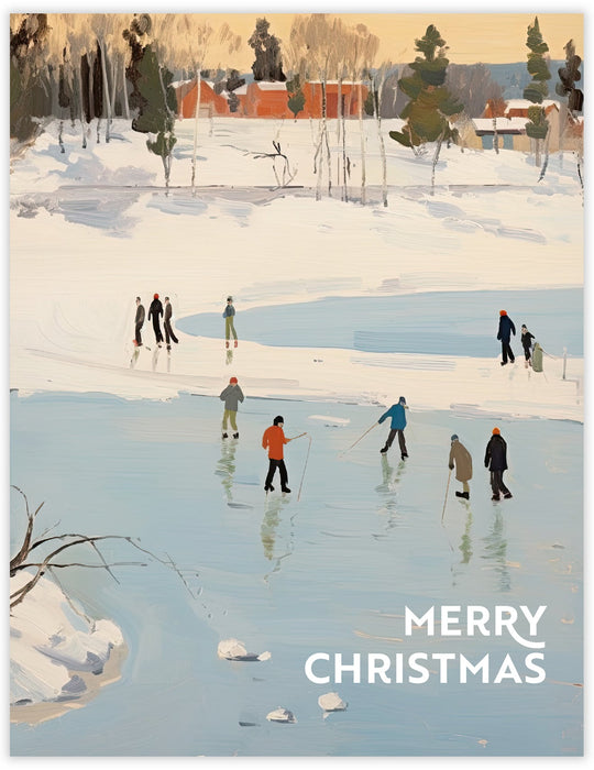 Snow Day Skating Christmas Card
