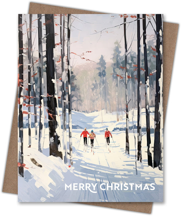 Snow Day Skiing Christmas Card