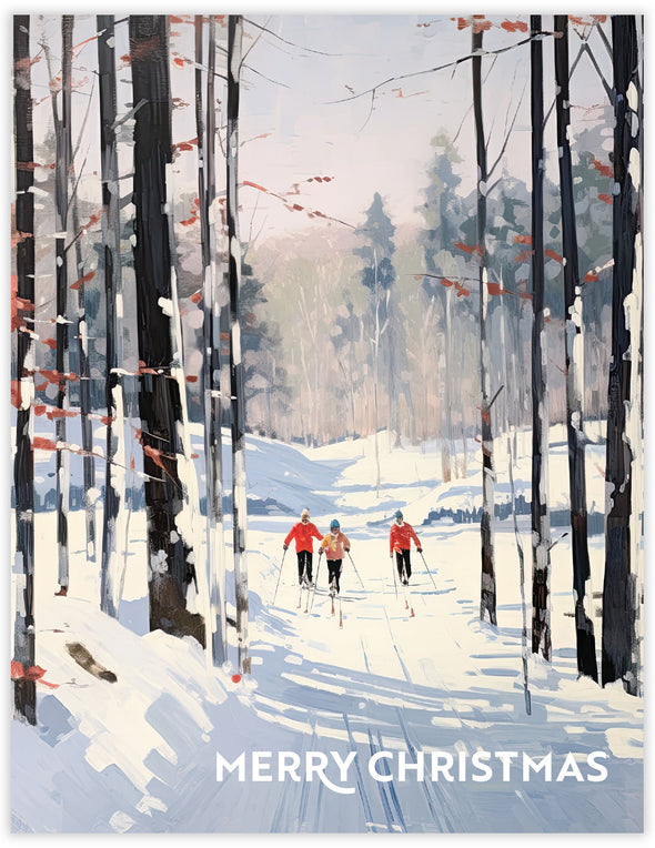 Snow Day Skiing Christmas Card