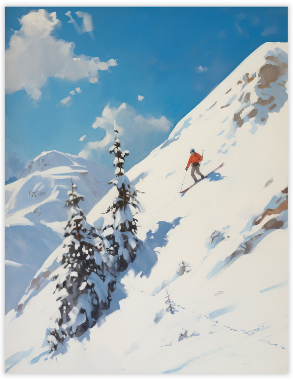 Descent to Treeline Ski Notecard